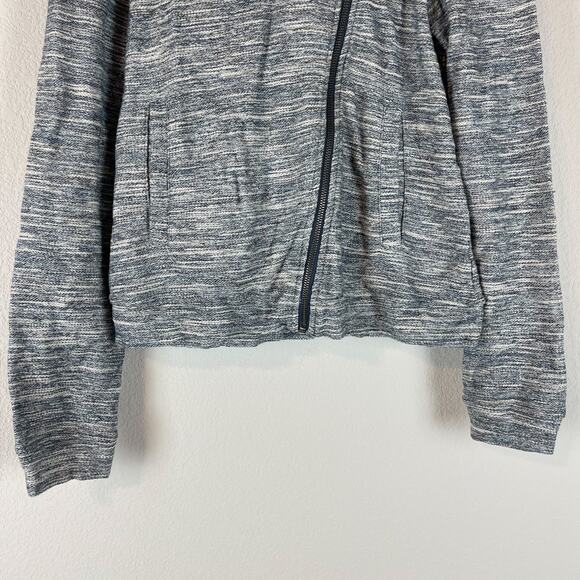 Anthropologie Saturday Sunday Moto Jacket Womens Small Blue Hooded Knit Full Zip - Picture 5 of 11